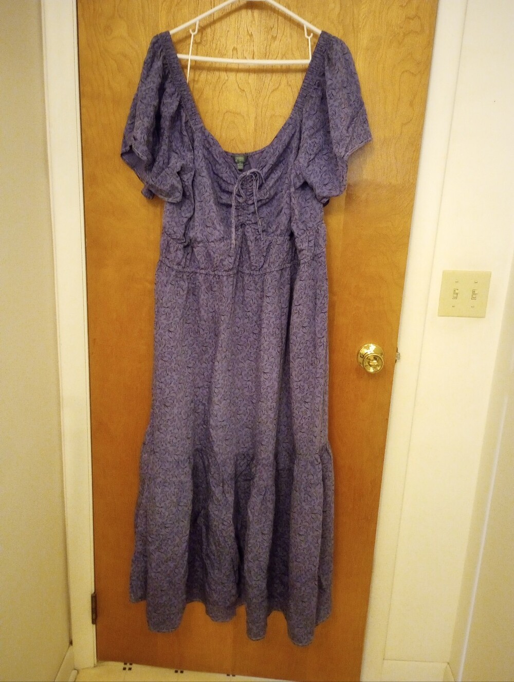 Terra & Sky Blue/Purple Floral Tie-Front Maxi Dress